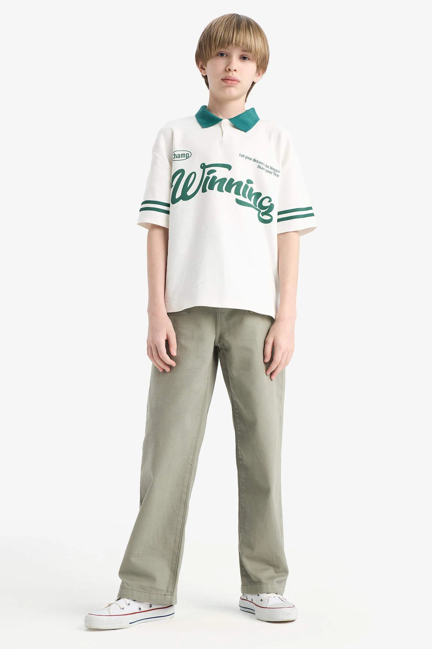 Boy Wide Leg Standard Leg Gabardine Trousers