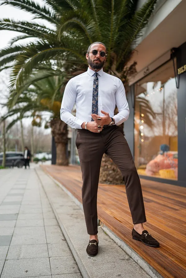 Brabion Massimo Dark Brown Slim Fit Chino Pants