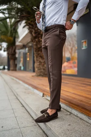 Brabion Massimo Dark Brown Slim Fit Chino Pants