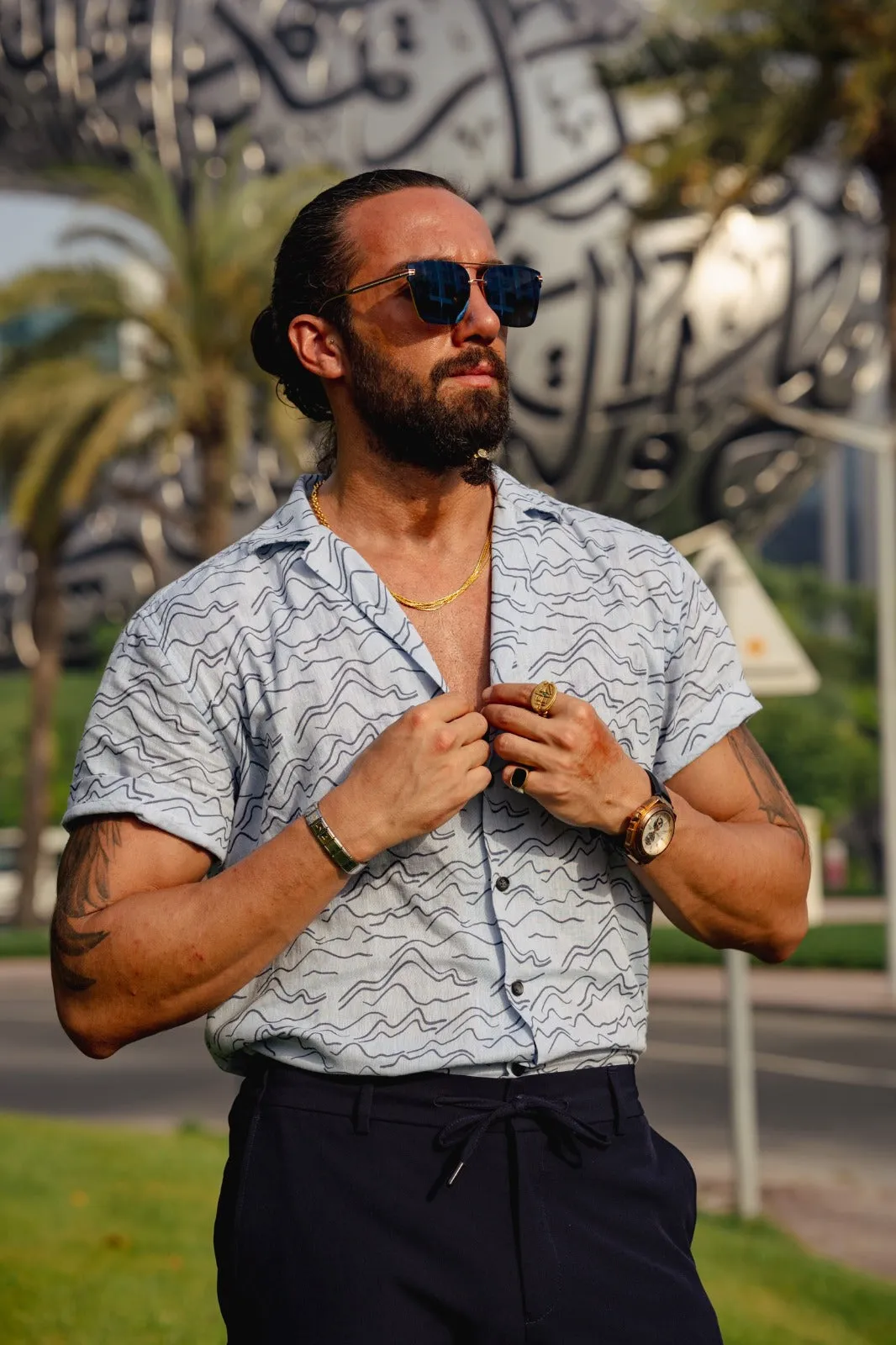 Brabion Vespo Collar Slim Fit Patterned Shirt