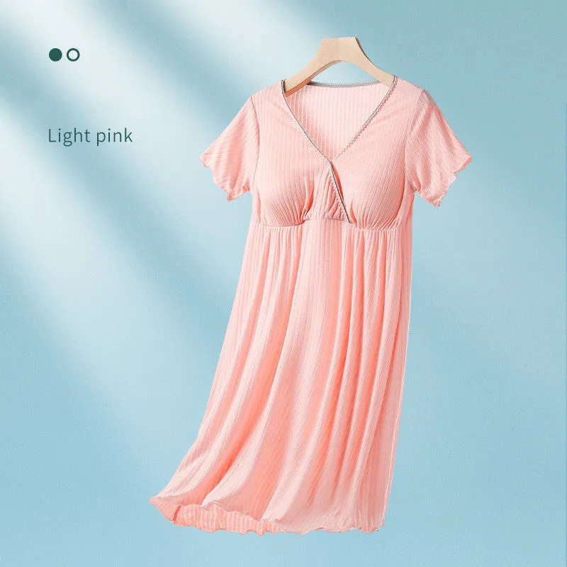 Breastfeeding Dress Thin Breastfeeding Modal Pajamas Pregnant Women