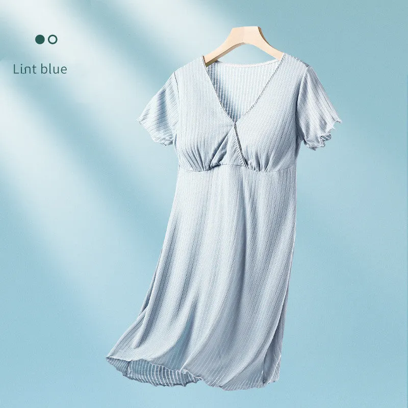 Breastfeeding Dress Thin Breastfeeding Modal Pajamas Pregnant Women