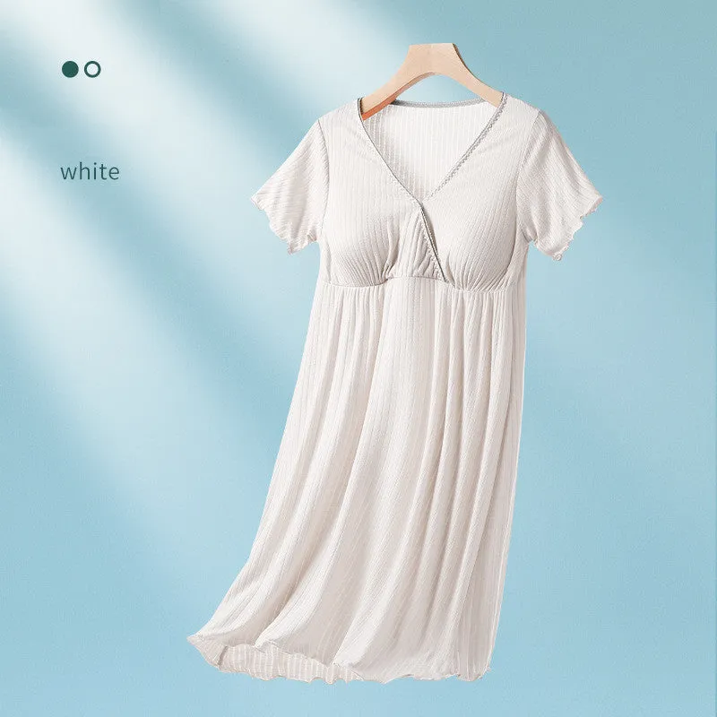 Breastfeeding Dress Thin Breastfeeding Modal Pajamas Pregnant Women