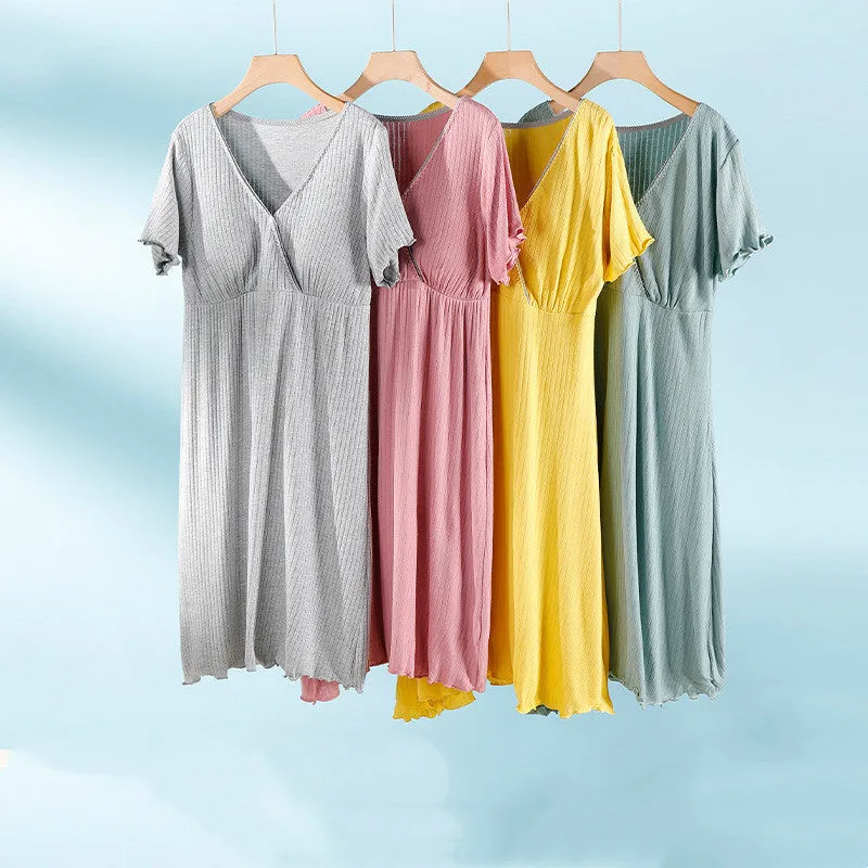 Breastfeeding Dress Thin Breastfeeding Modal Pajamas Pregnant Women