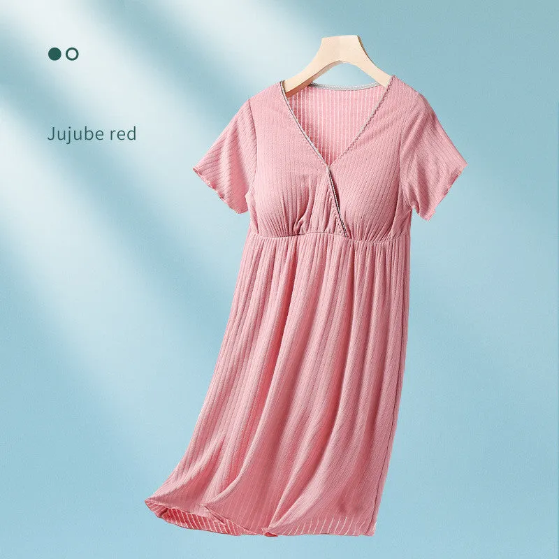 Breastfeeding Dress Thin Breastfeeding Modal Pajamas Pregnant Women