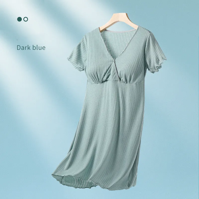 Breastfeeding Dress Thin Breastfeeding Modal Pajamas Pregnant Women