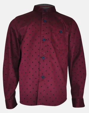 Buster: Burgundy spot grandad shirt