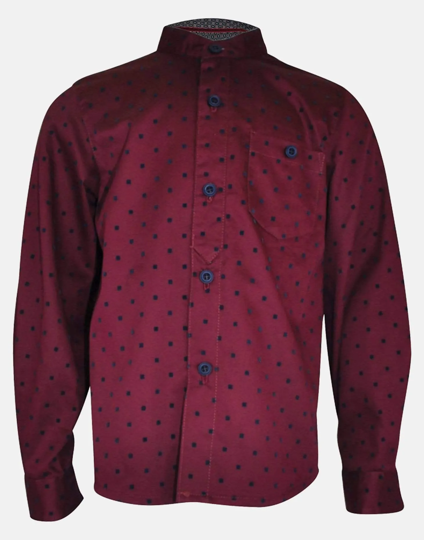 Buster: Burgundy spot grandad shirt