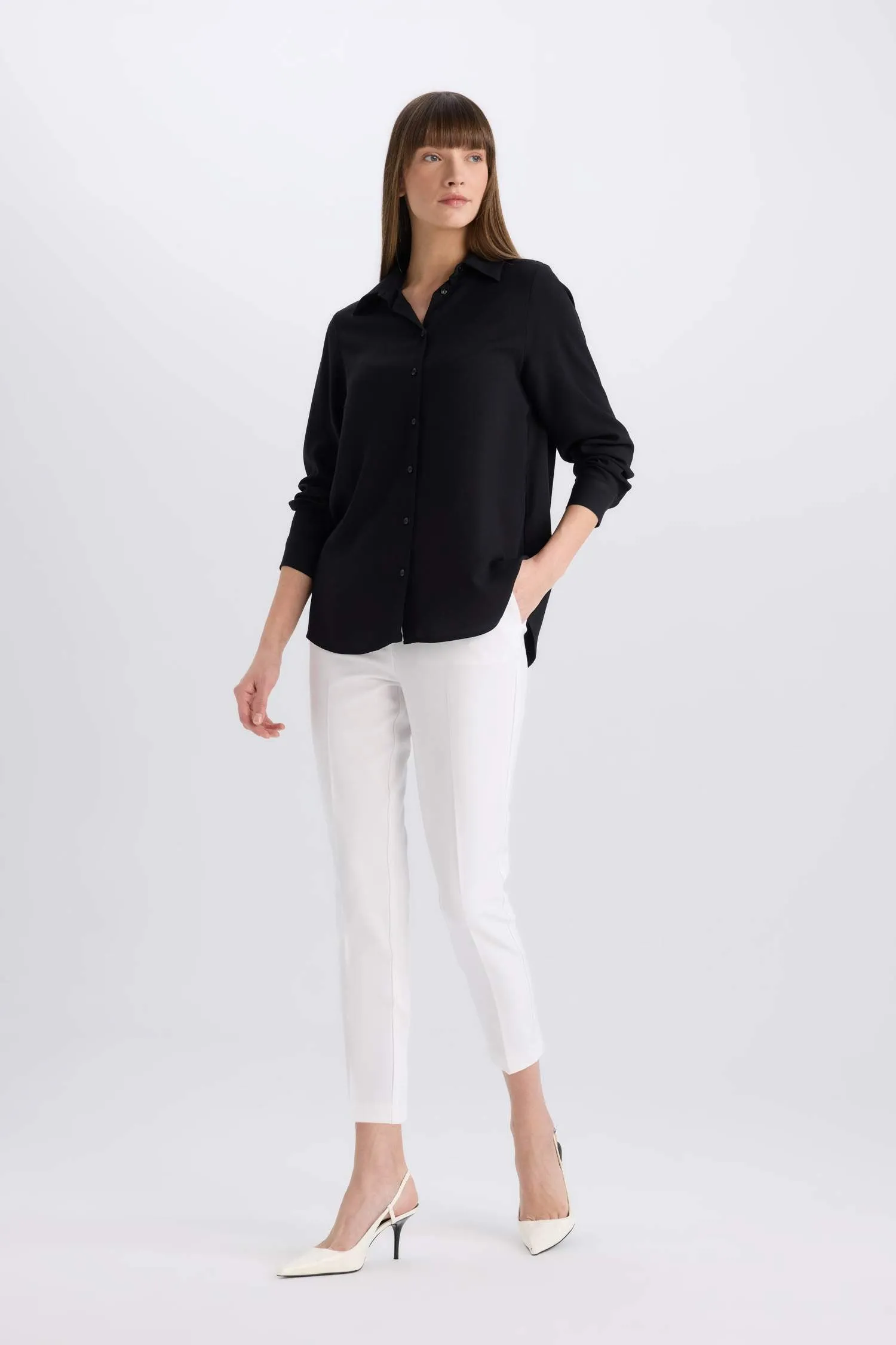 Carrot Fit Regular Hem Double Pocket Trousers