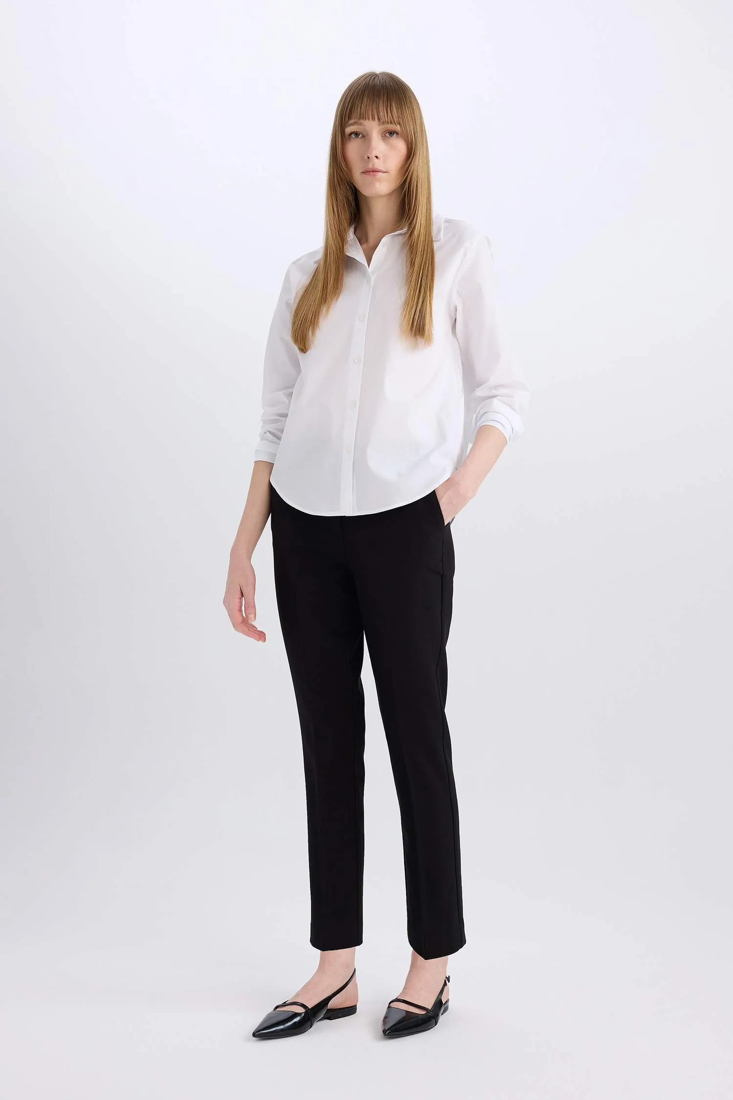 Carrot Fit Regular Hem Double Pocket Trousers