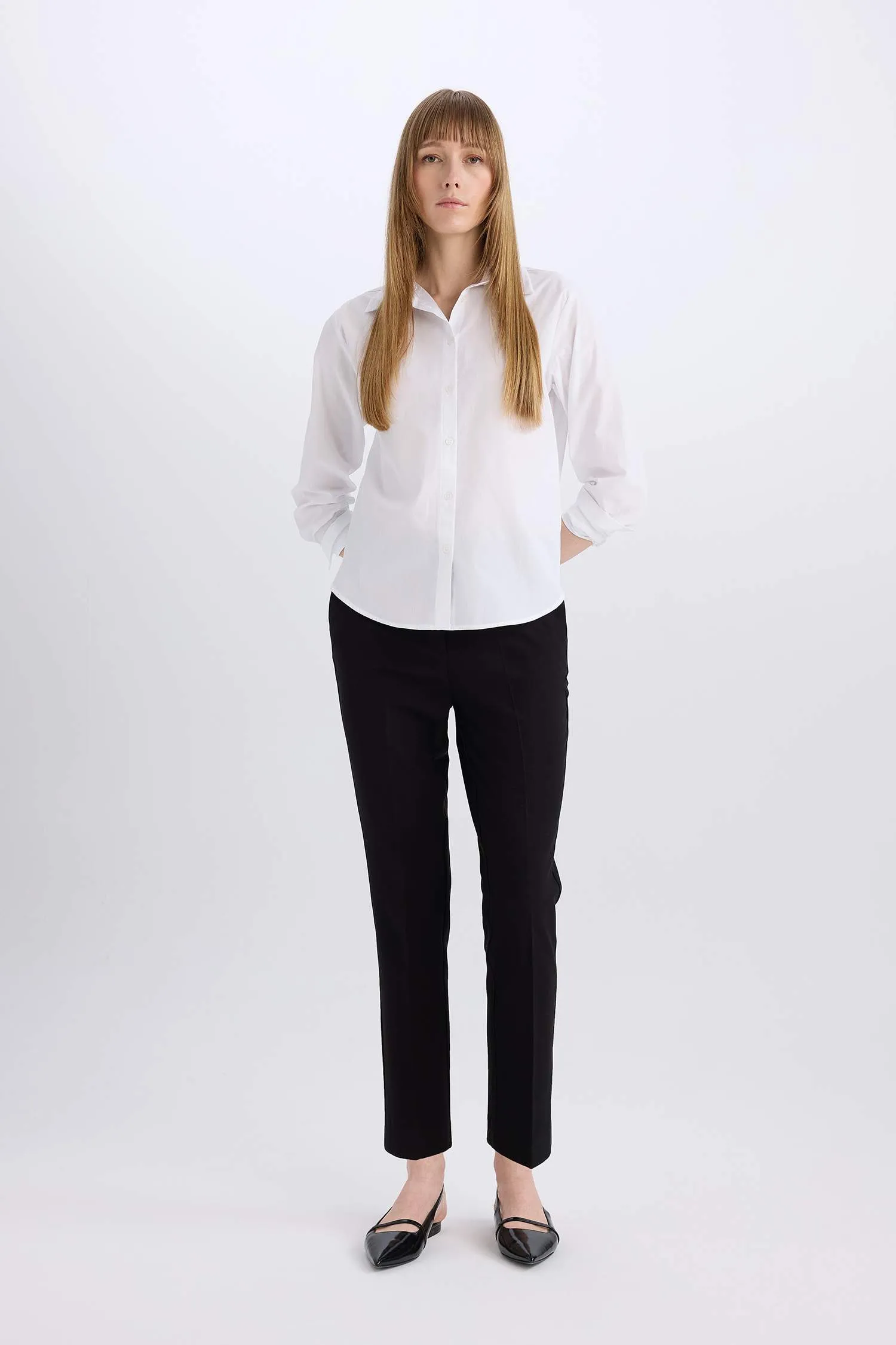 Carrot Fit Regular Hem Double Pocket Trousers