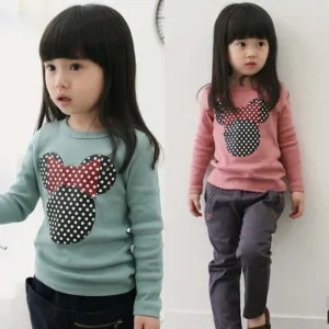 Cartoon mouse Long Sleeve Baby Girls Toddler shirt children girl top korean kids clothes toddler girl clothing next