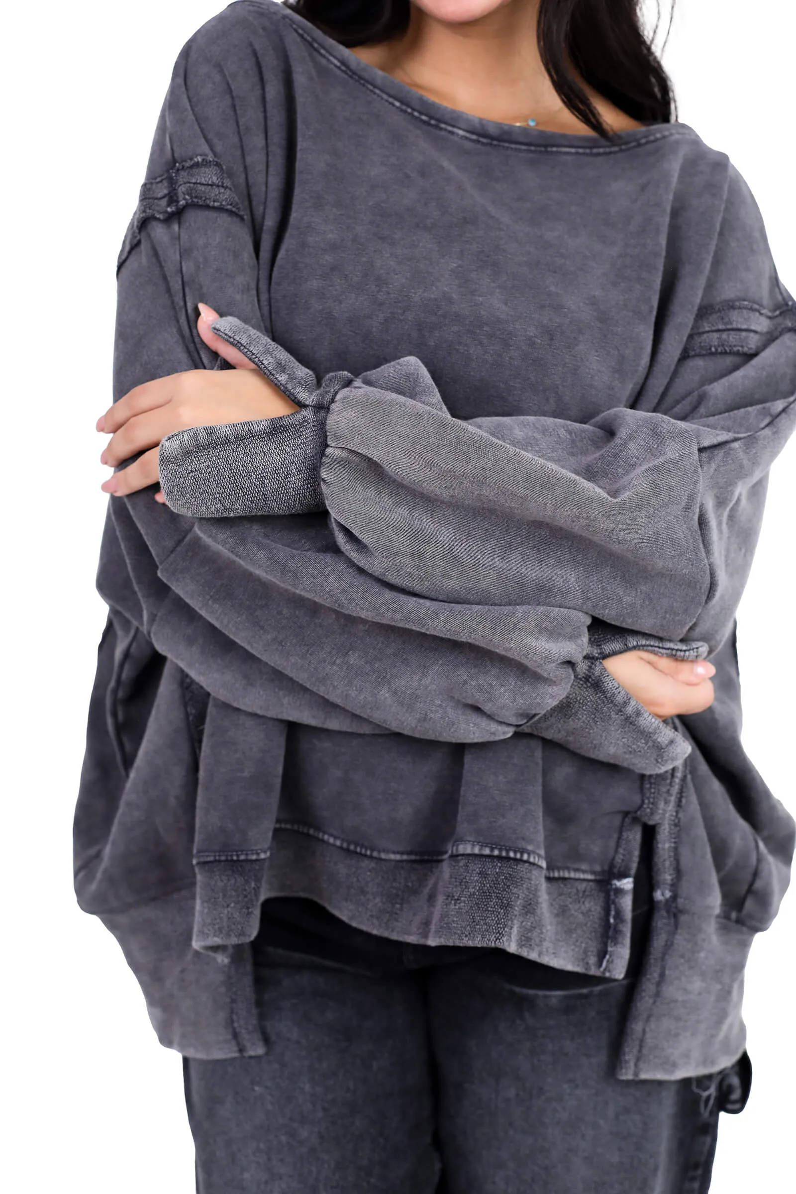 Charcoal Casual Oversized Sweatshirt