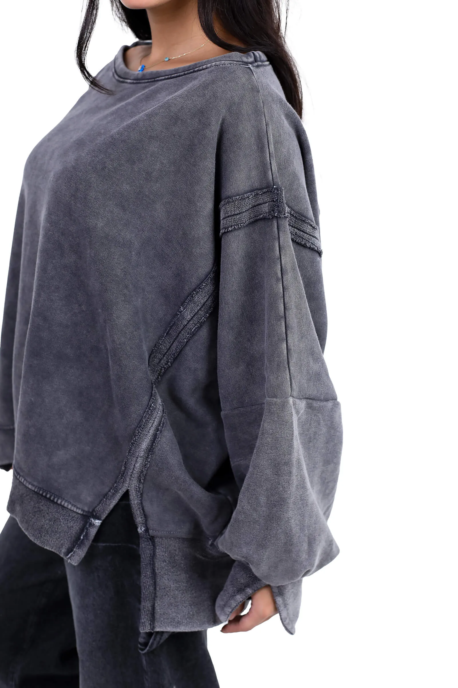 Charcoal Casual Oversized Sweatshirt