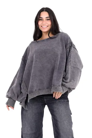 Charcoal Casual Oversized Sweatshirt