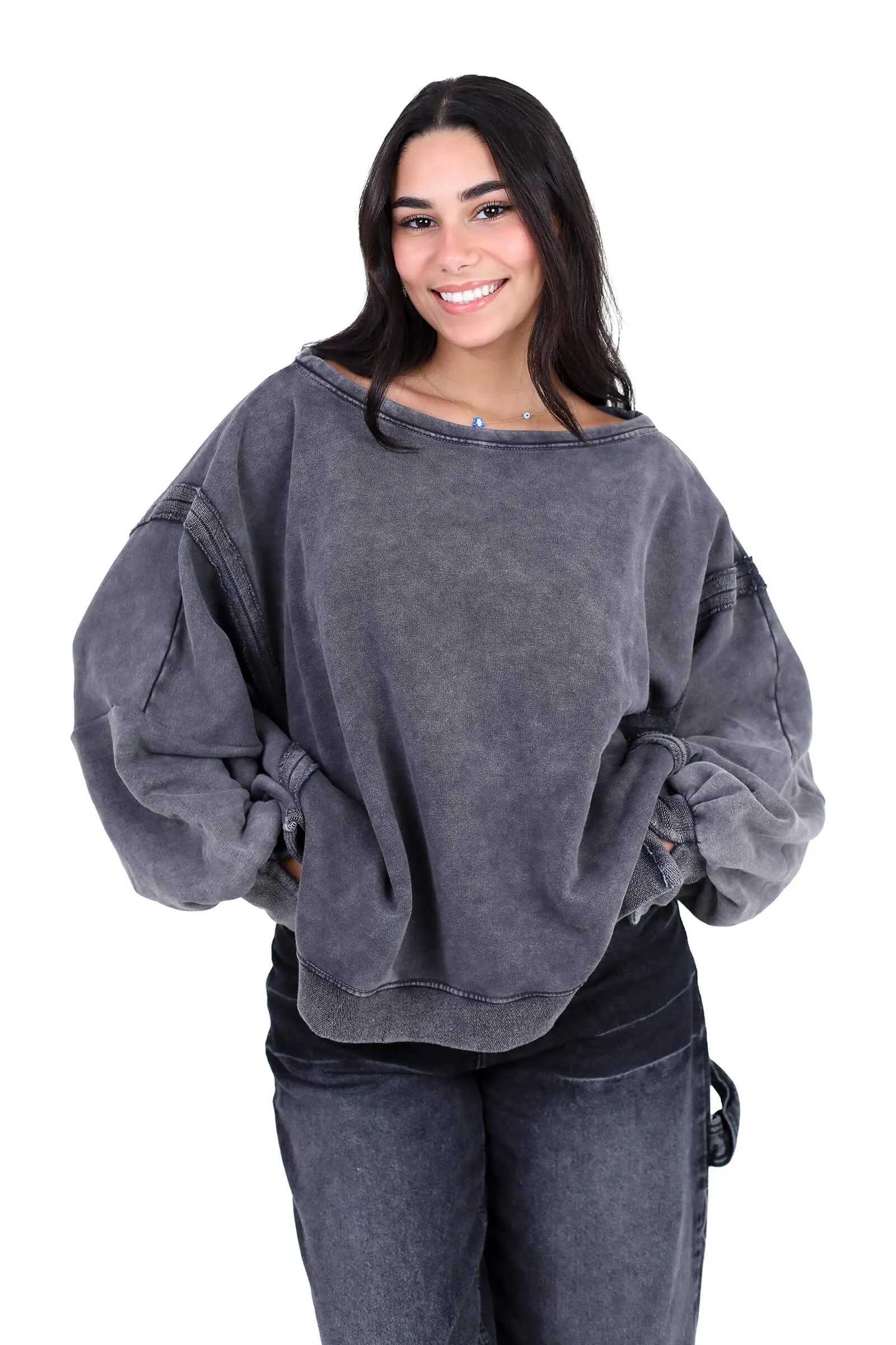 Charcoal Casual Oversized Sweatshirt