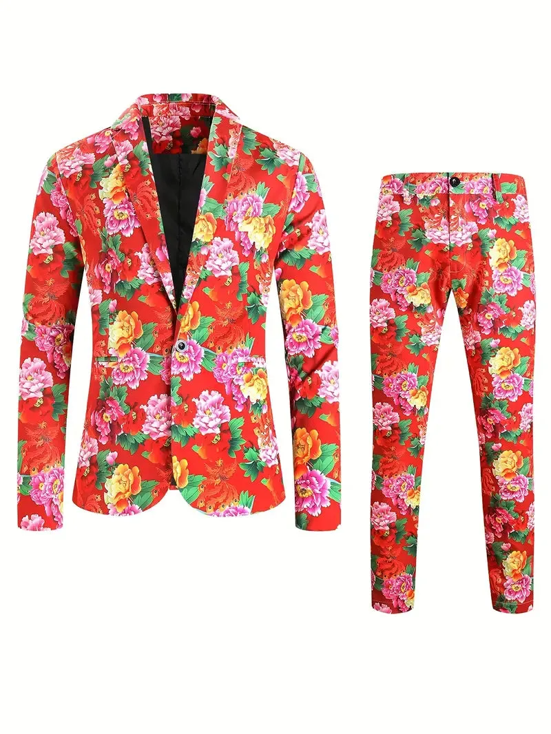 Chic 2-piece suit set with floral pattern