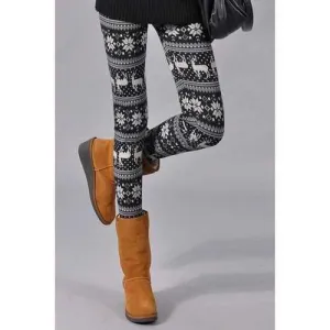 Chic Various Printed Bodycon Pencil Leggings For Women - Black One Size(fit Size Xs To M)