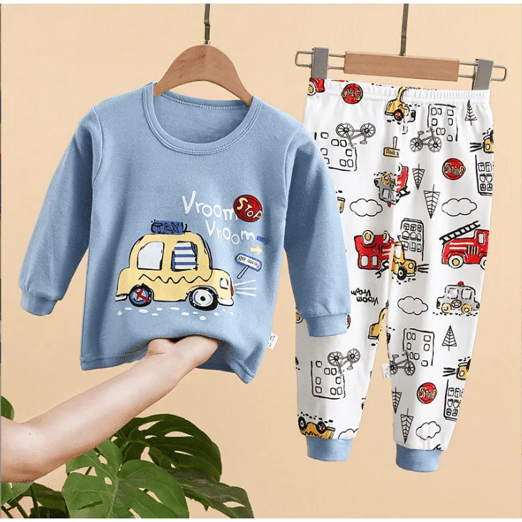 Children's Cartoon Cute Print Home Service Pajamas Set