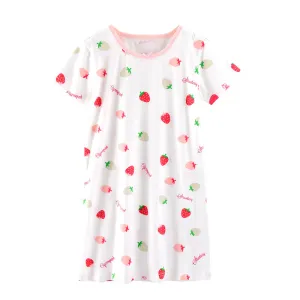 Children's Pajamas Summer Short-Sleeved Girls Nightdress Cotton