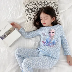 Children's pajamas women's spring and autumn pajamas summer clothes girls Princess Aisha children's girls ice silk loungewear suit thin
