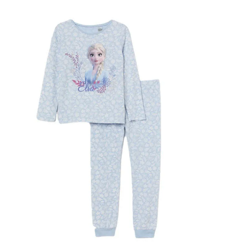 Children's pajamas women's spring and autumn pajamas summer clothes girls Princess Aisha children's girls ice silk loungewear suit thin