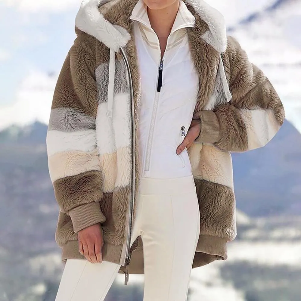 🎄CHRISTMAS HOT SALE🎁RCONTRASTING LAMB WOOL PADDED COAT