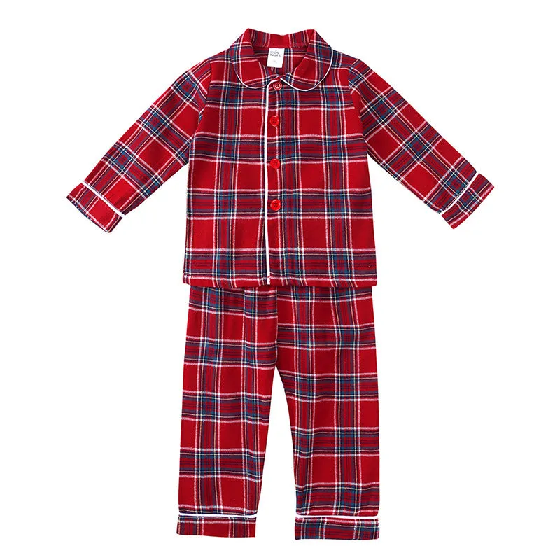 Christmas Red Plaid Dress Pajamas Suit