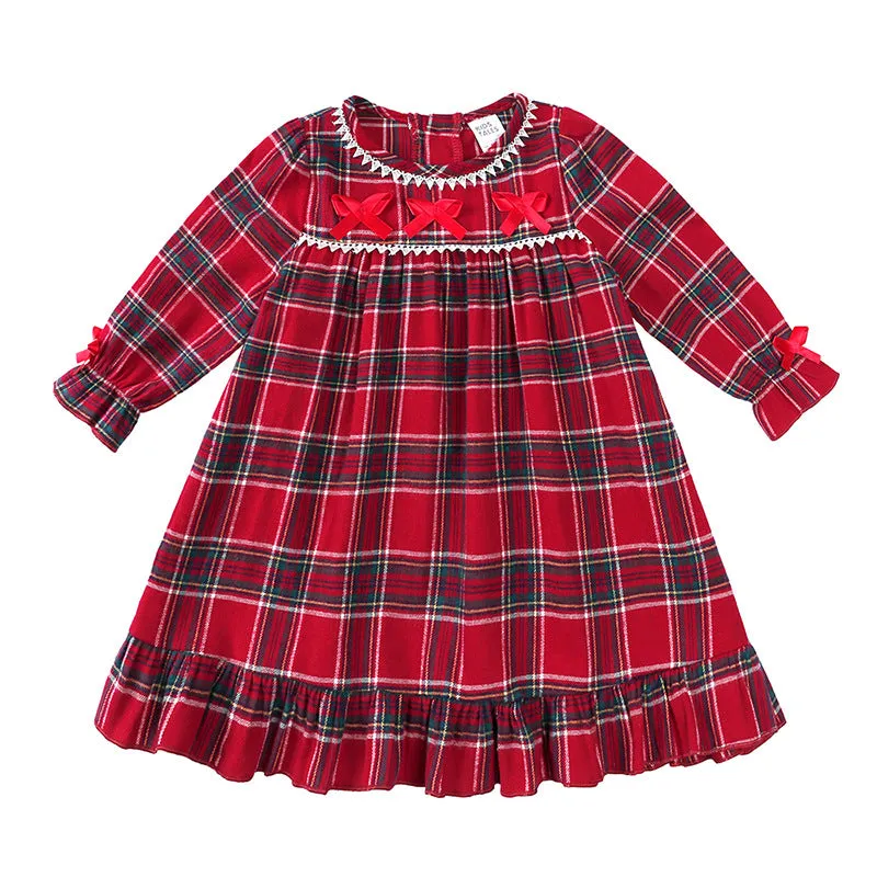 Christmas Red Plaid Dress Pajamas Suit