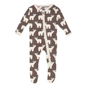 Coffee Polar Bears Footie with 2-way zipper - Holiday