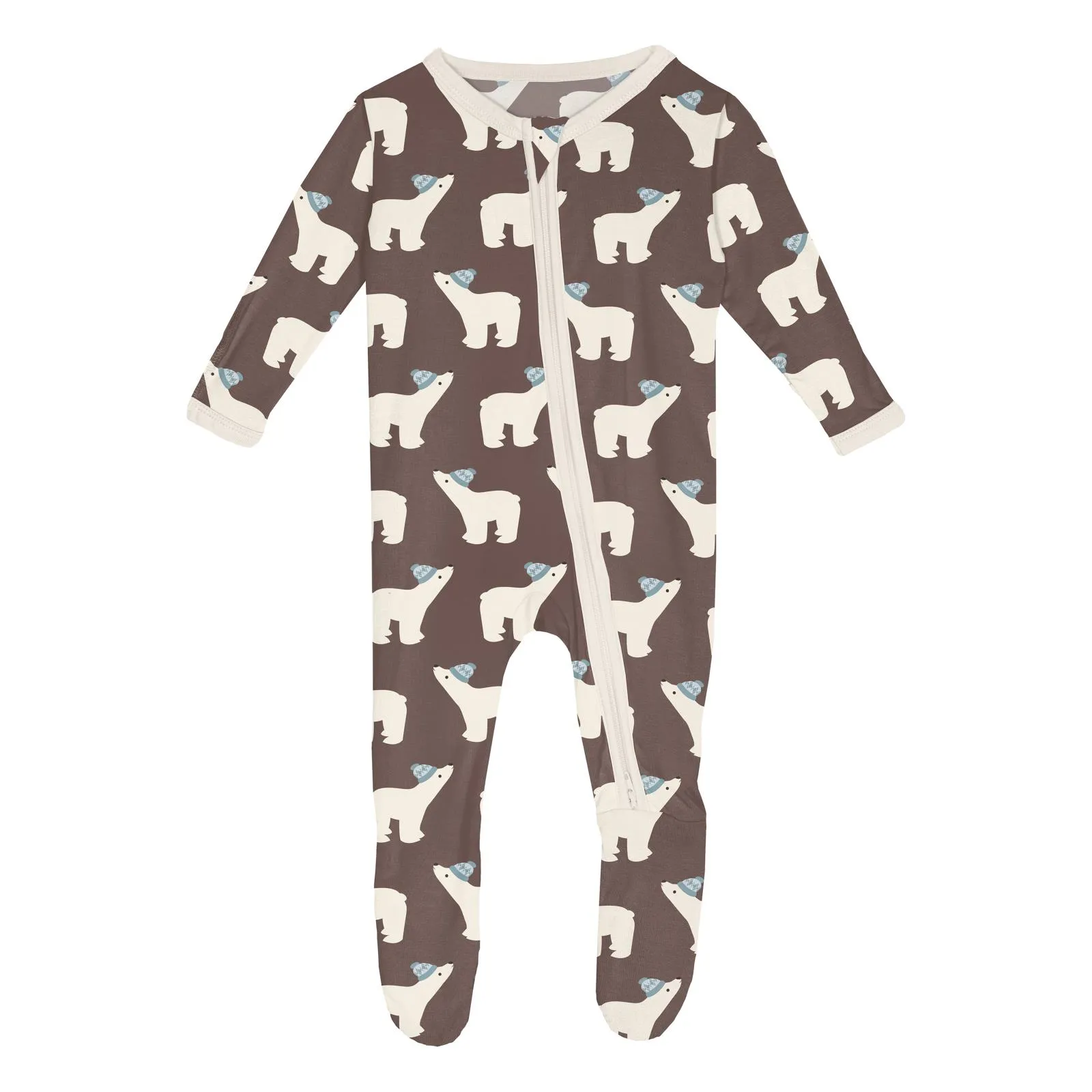 Coffee Polar Bears Footie with 2-way zipper - Holiday
