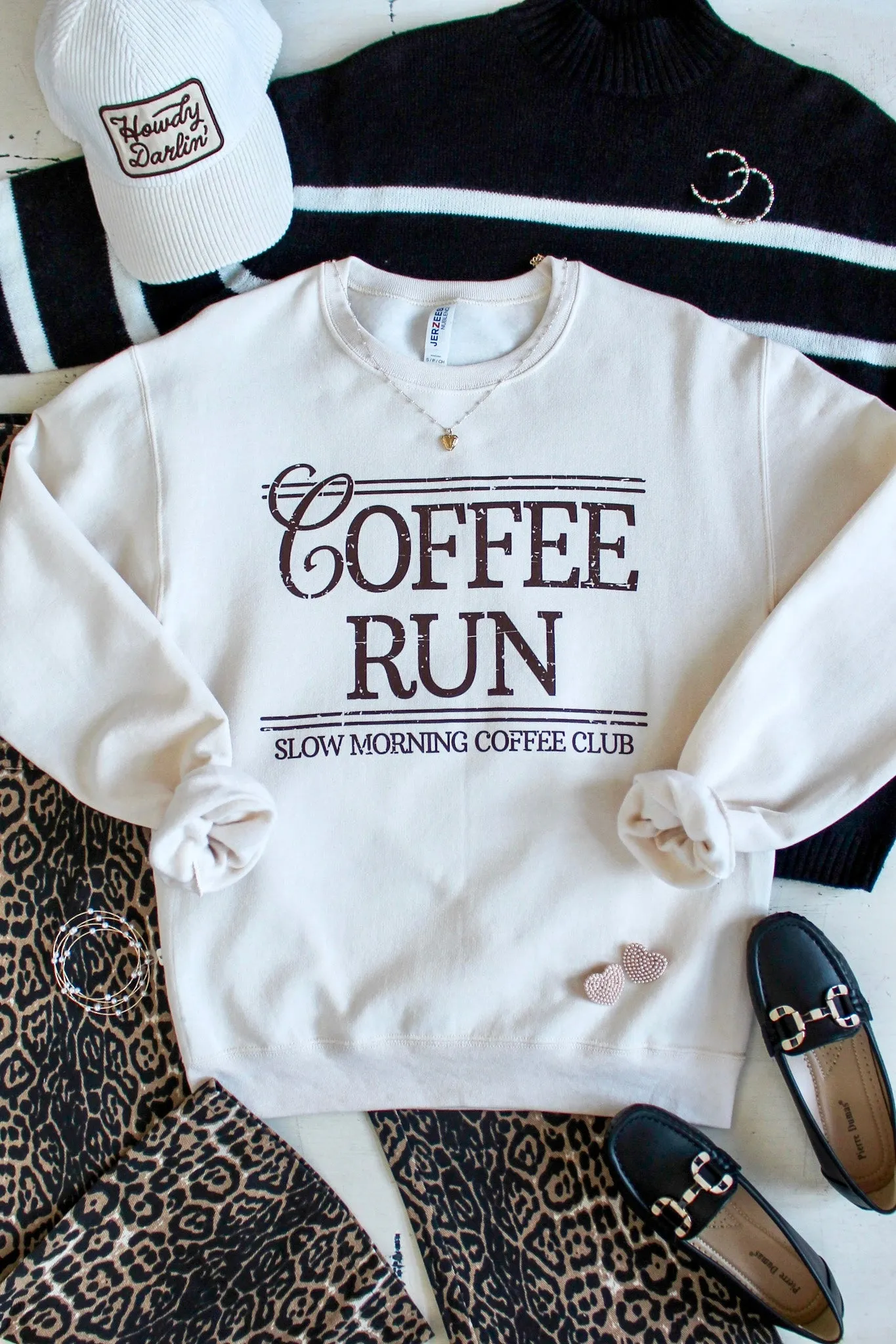 Coffee Run Graphic Sweatshirt • Cream