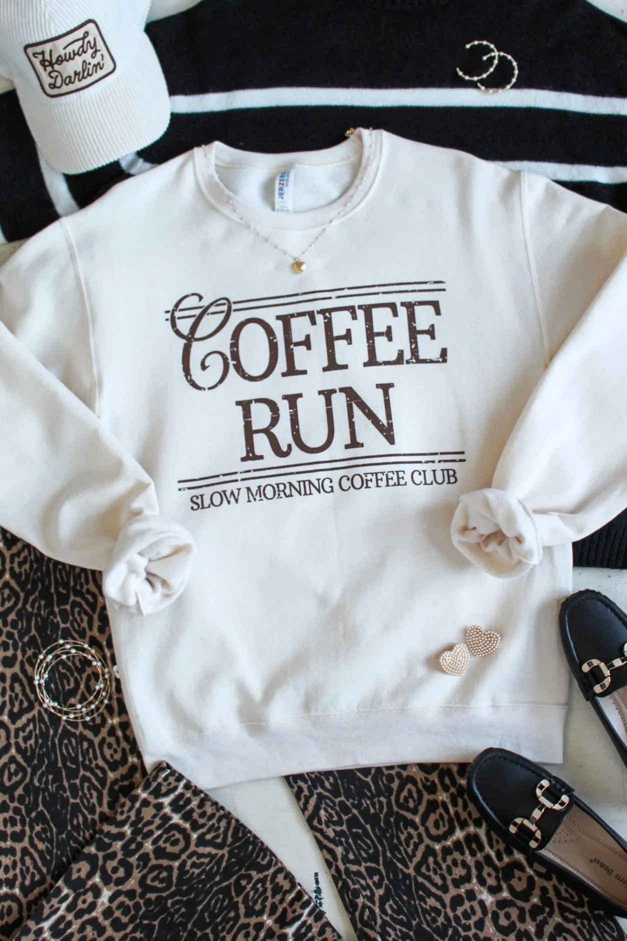 Coffee Run Graphic Sweatshirt • Cream