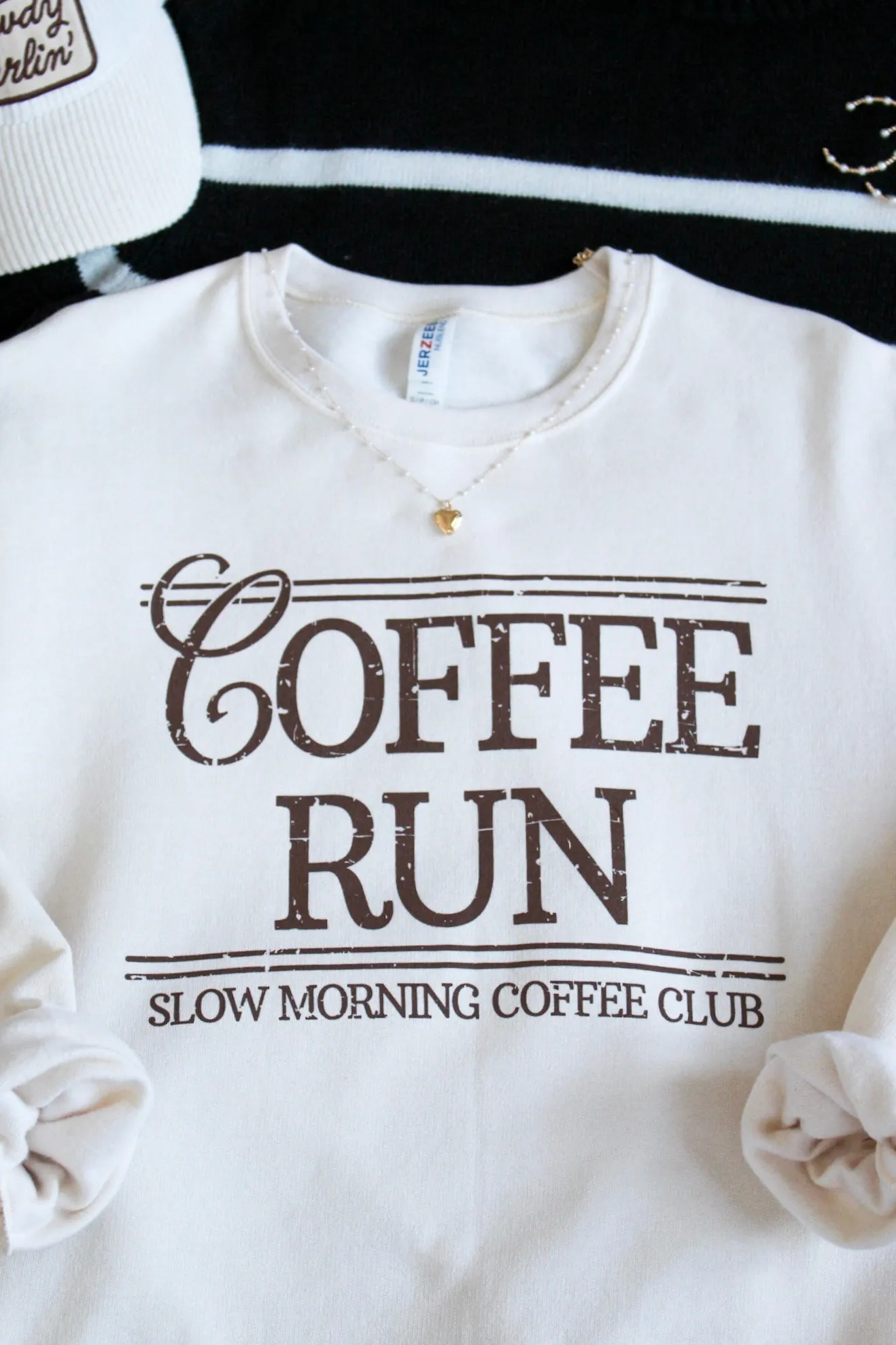 Coffee Run Graphic Sweatshirt • Cream