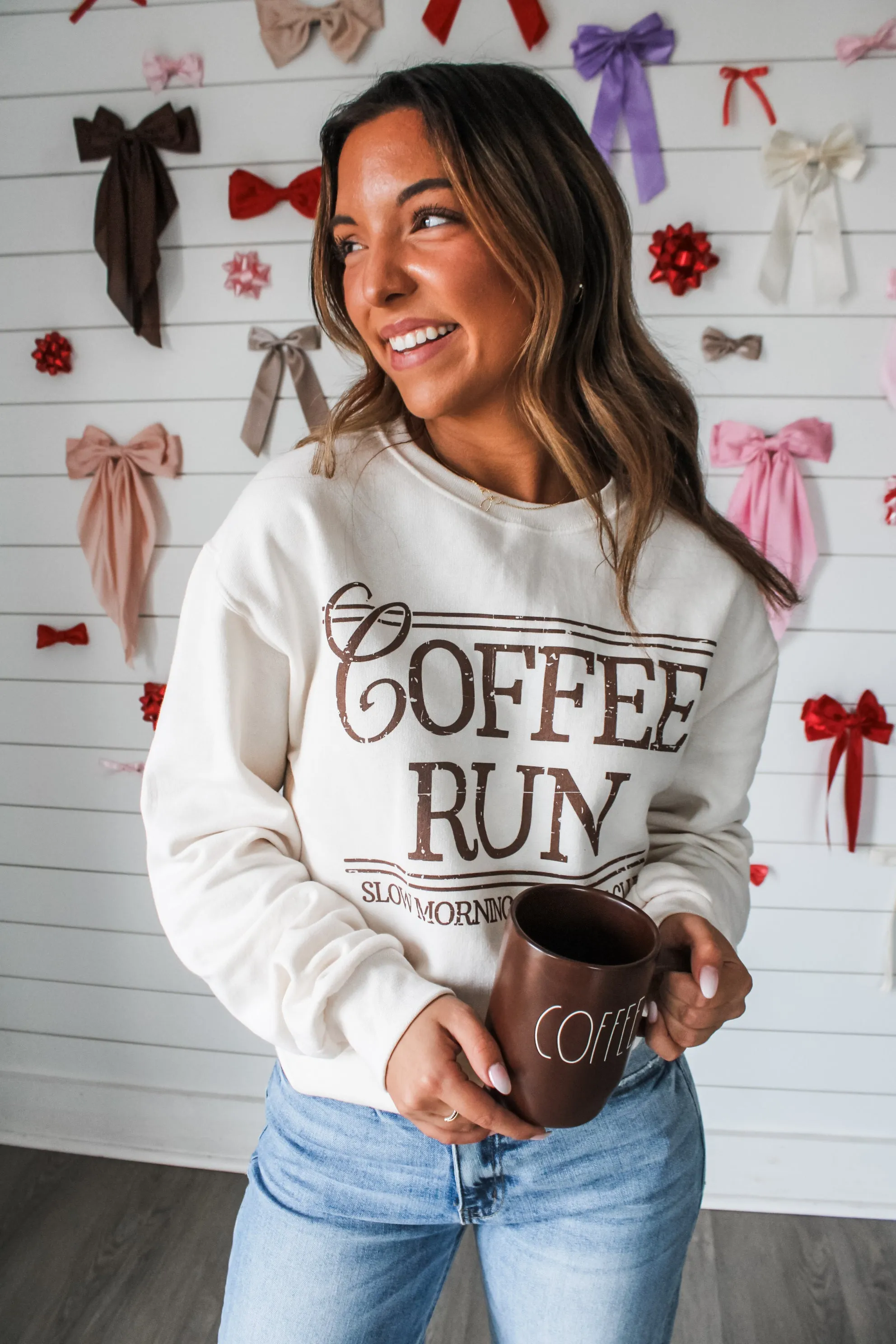 Coffee Run Graphic Sweatshirt • Cream