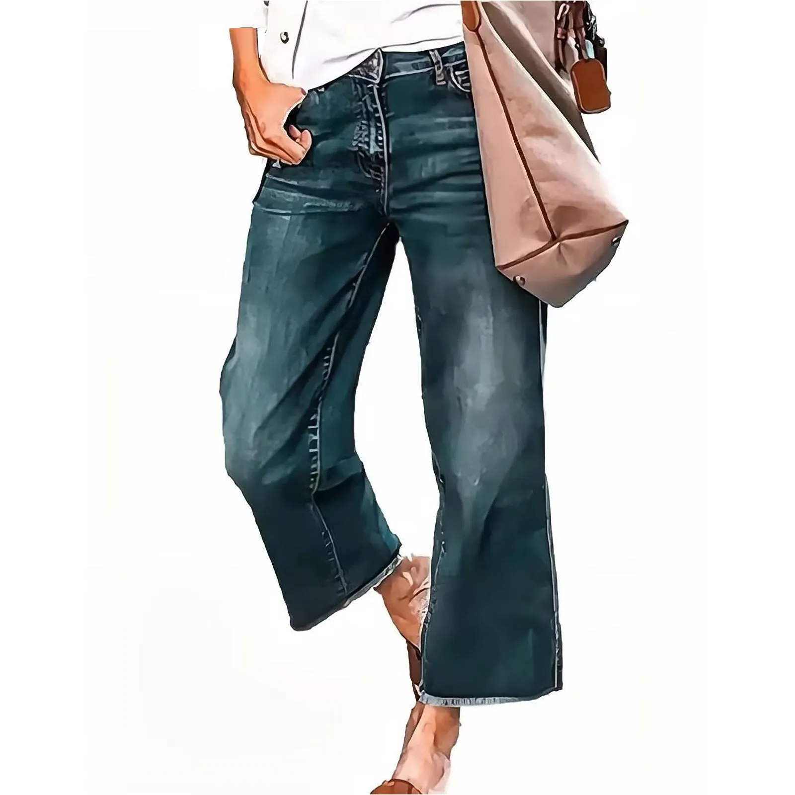 Comfort-Fit Elastic Denim Pants for Effortless Casual Style