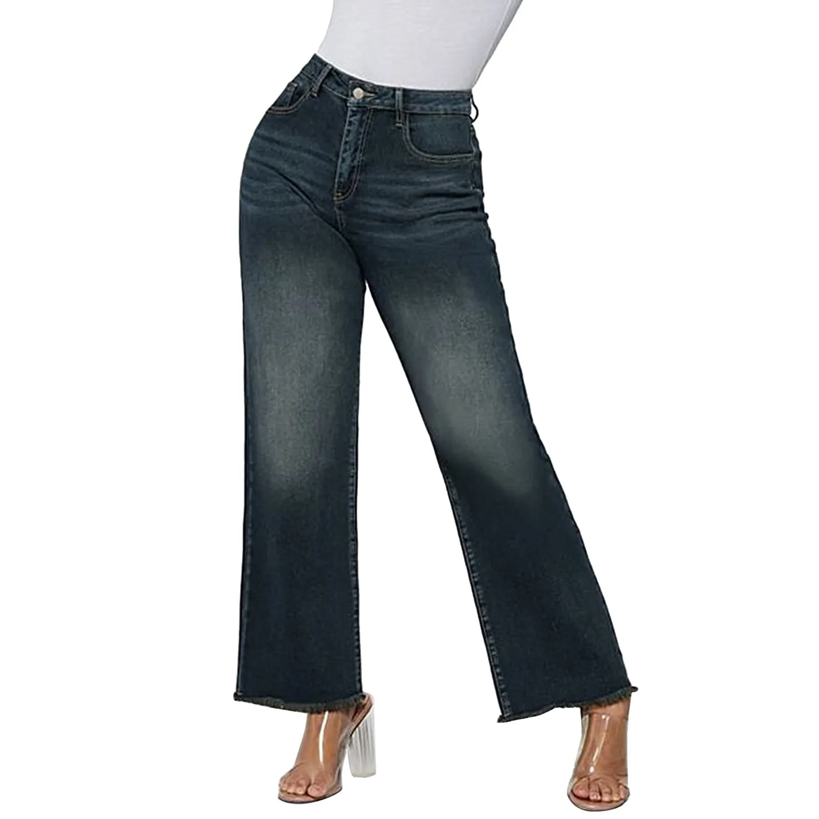 Comfort-Fit Elastic Denim Pants for Effortless Casual Style