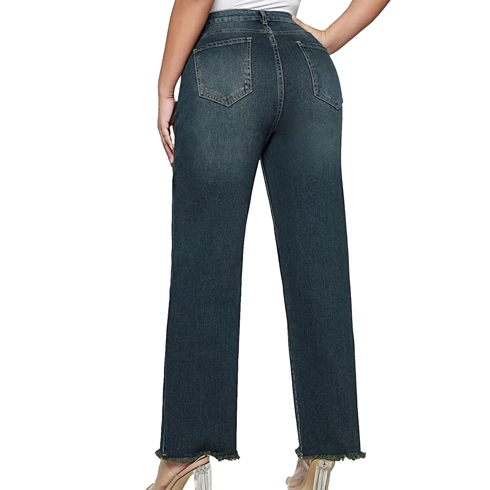 Comfort-Fit Elastic Denim Pants for Effortless Casual Style