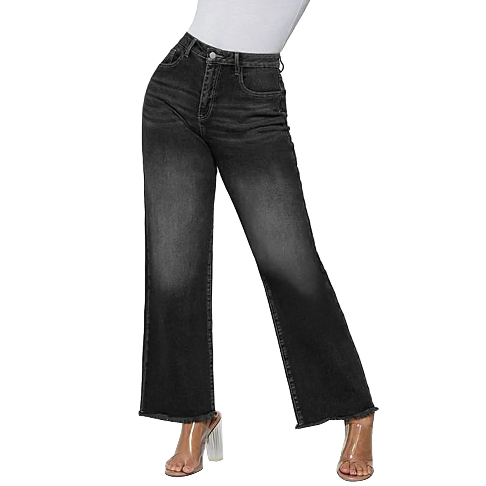 Comfort-Fit Elastic Denim Pants for Effortless Casual Style