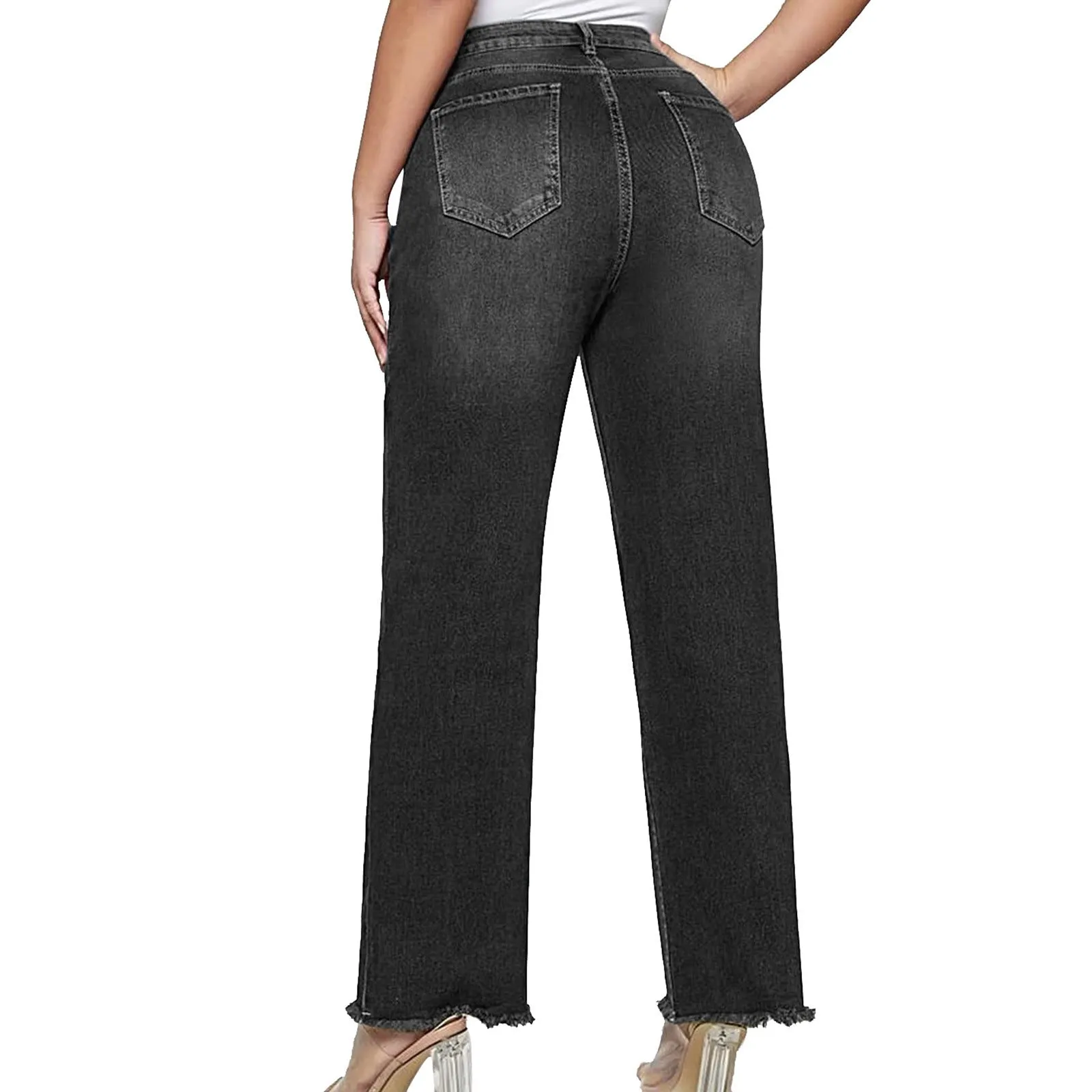 Comfort-Fit Elastic Denim Pants for Effortless Casual Style