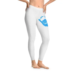 Comfortable Stretchy Leggings with Blue Hand Design