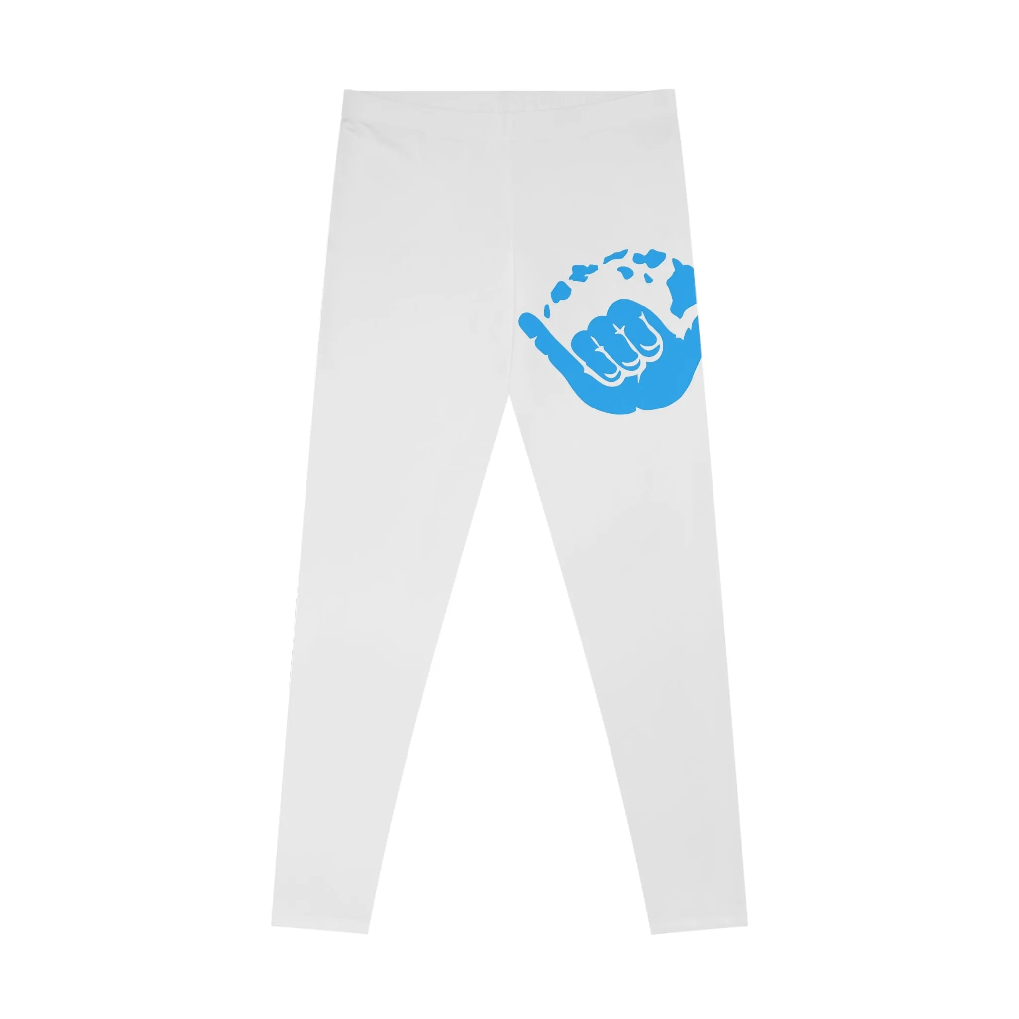 Comfortable Stretchy Leggings with Blue Hand Design