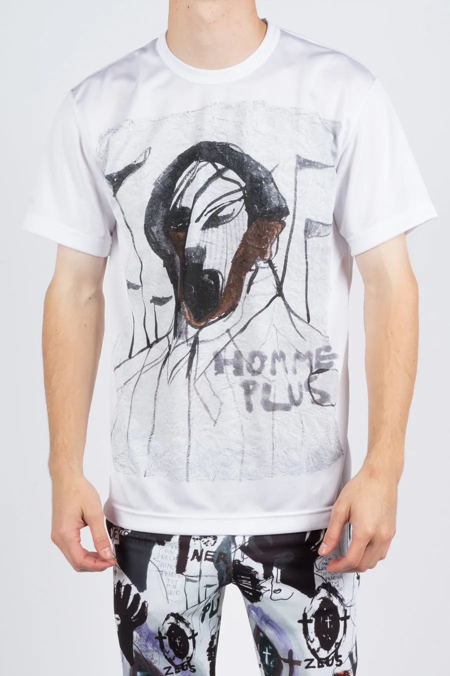 COMME DES GARCONS HOMME PLUS FACE C PRINTED TSHIRT WHITE