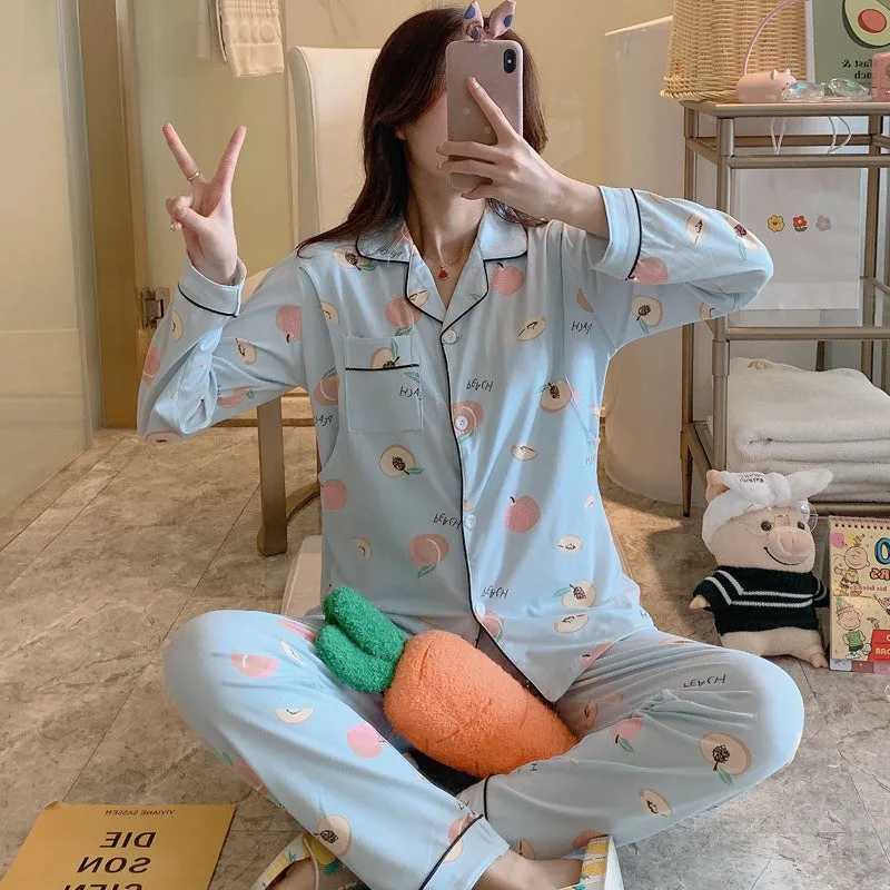 Confinement Clothing Summer Thin Cotton Pajamas For Postpartum Spring And Autumn Breastfeeding Pregnant Women