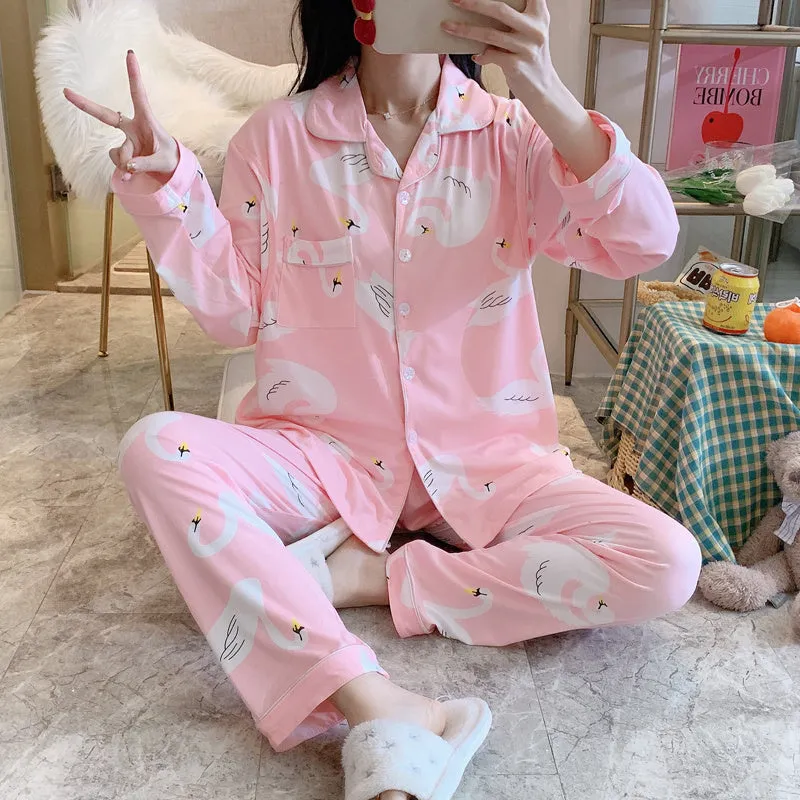 Confinement Clothing Summer Thin Cotton Pajamas For Postpartum Spring And Autumn Breastfeeding Pregnant Women