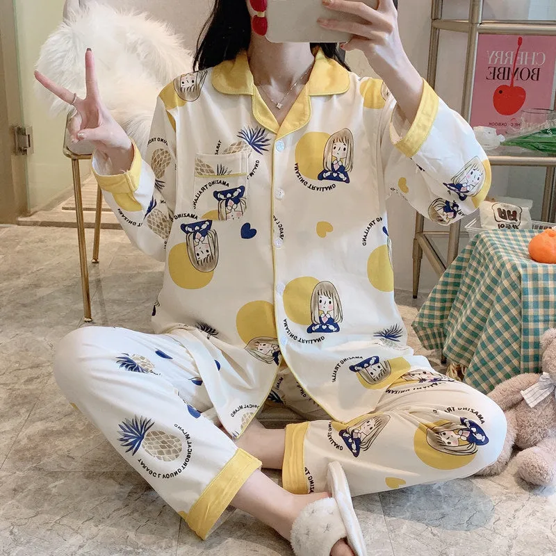 Confinement Clothing Summer Thin Cotton Pajamas For Postpartum Spring And Autumn Breastfeeding Pregnant Women