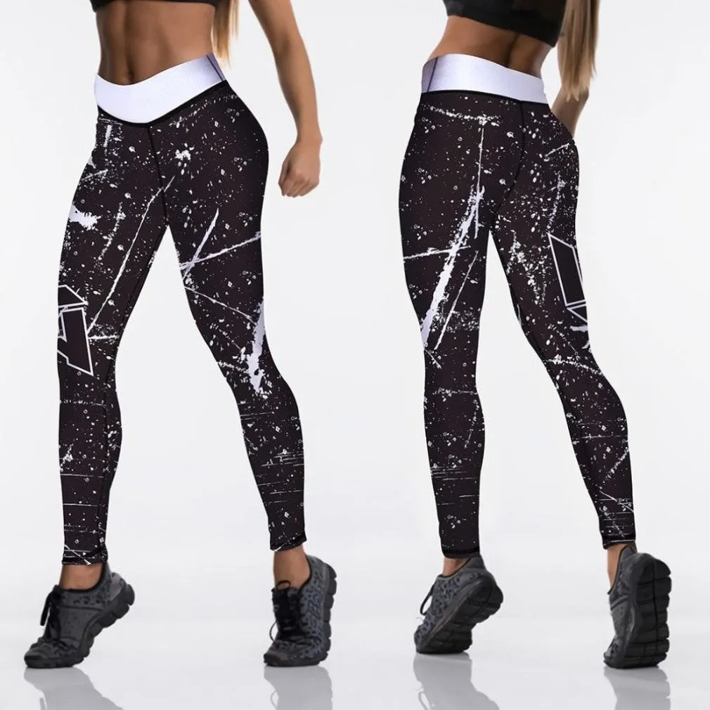 ContiNent 33 12%spandex Sexy High Waist Elasticity Women Digital Printed Leggings Push Up Strength Pants