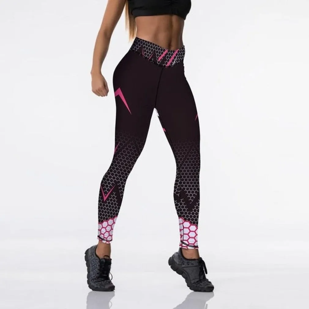 ContiNent 33 12%spandex Sexy High Waist Elasticity Women Digital Printed Leggings Push Up Strength Pants
