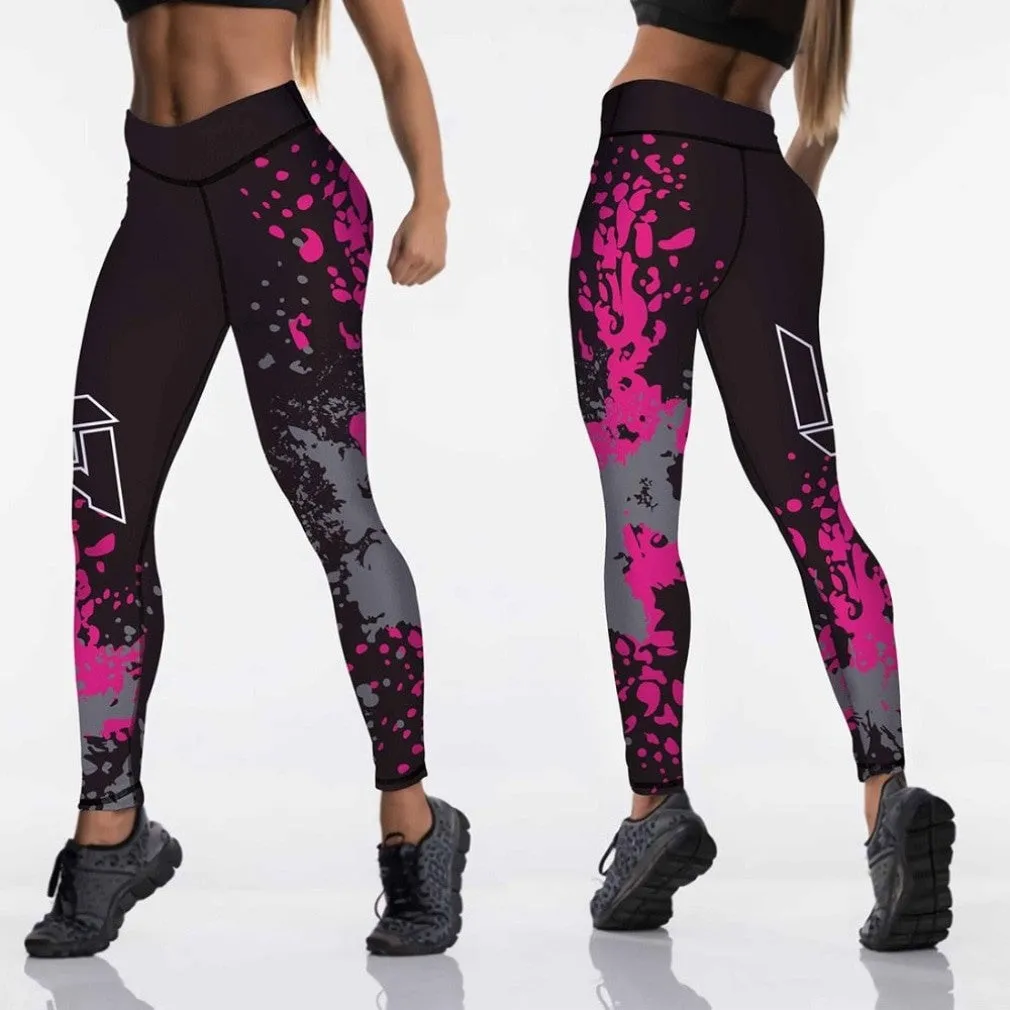 ContiNent 33 12%spandex Sexy High Waist Elasticity Women Digital Printed Leggings Push Up Strength Pants