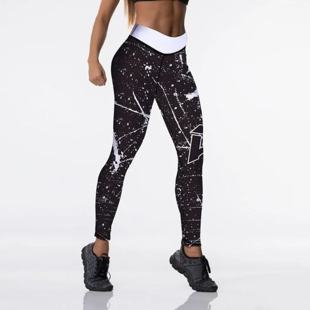 ContiNent 33 12%spandex Sexy High Waist Elasticity Women Digital Printed Leggings Push Up Strength Pants